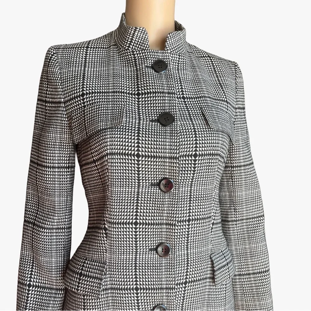 ZARA Made in Spain Wool-Blend Houndstooth Coat | Tailored Fit | Size S - Picture 5 of 10